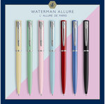 Waterman allure pastel stylo bille  bleu pastel  recharge bleue pointe moyenne  coffret cadeau