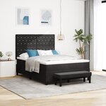 vidaXL Lit à ressorts avec matelas et banc noir 160x200 cm velours