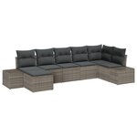 vidaXL Ensemble de canapé de jardin 7 pièces avec coussins gris en polyrotin