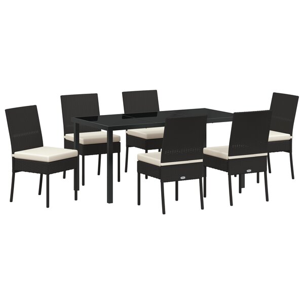 vidaXL Ensemble de jardin de 7 pièces en poly rattan noir