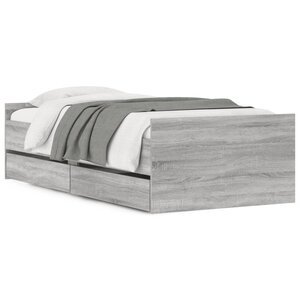 vidaXL Cadre de lit avec tiroirs sans matelas sonoma gris 90x200 cm
