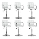 vidaXL Chaises pivotantes à manger lot de 6 blanc similicuir