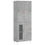 vidaXL Buffet haut Gris béton 69 5x34x180 cm Bois d'ingénierie