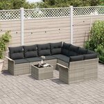 vidaXL Ensemble de canapé de jardin 9 Pièces Gris clair Poly rotin
