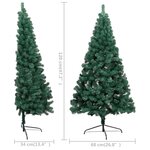 vidaXL Sapin de Noël artificiel pré-éclairé moitié/support vert 120 cm