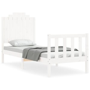 vidaXL Cadre de lit avec tête de lit blanc petit simple bois massif