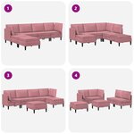 vidaXL Ensemble de meubles pour le salon 6 Pièces Rose Velours