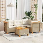 vidaXL Salon de jardin avec coussins 5 Pièces beige résine tressée