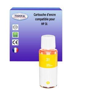 Bouteille encre compatible avec HP 31 pour HP Smart Tank 455 Wireless - Jaune - 70ml - T3AZUR