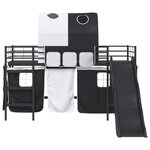 vidaXL Lit mezzanine pour enfants Noir 90 x 200 cm Métал