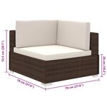 vidaXL Salon de jardin 8 Pièces avec coussins Résine tressée Marron
