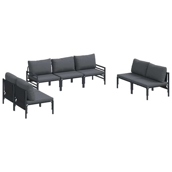 vidaXL Ensemble de canapé de jardin 7 pc Noir Acier