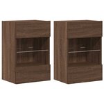 vidaXL Meubles muraux avec lumières LED pour TV 2 Pièces chêne marron 40x30x60 5 cm