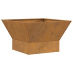 vidaXL Foyer carré marron 60x60x35 cm en acier résistant aux intempéries