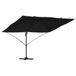 vidaXL Parasol Roma à Bras Déporté Noir et Noir 352 x 251 x 260 cm