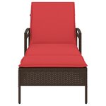 vidaXL Chaise longue avec coussin Marron 63 x 200 x 81 cm Résine tressée (États-Unis uniquement)