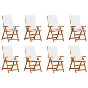 vidaXL Chaise de jardin 8 pc Marron et blanc Bois de teck massif