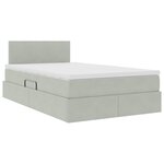 vidaXL Lit de Rangement avec matelas Gris clair 120 x 190 cm Velours