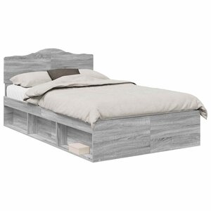 vidaXL Cadre de lit Gris Sonoma 135 x 190 cm Pin massif