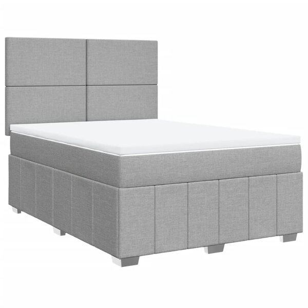 vidaXL Sommier à lattes de lit avec matelas Gris clair 140x190cm Tissu