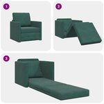 vidaXL Canapé-lit avec coussin Vert foncé 74 x 77 x 81 cm Velours
