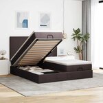 VidaXL Cadre de lit ottoman avec matelas marron foncé 180x200 cm tissu
