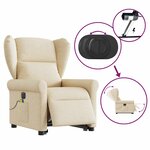 vidaXL Fauteuil inclinable de massage électrique Crème Tissu