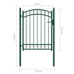 vidaXL Portail de clôture avec dessus arqué Acier 100x125 cm Vert