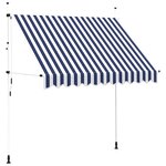 vidaXL Auvent rétractable manuel 250 cm Rayures bleues et blanches