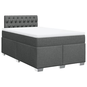 vidaXL Sommier à lattes de lit avec matelas Gris foncé 120x200cm Tissu