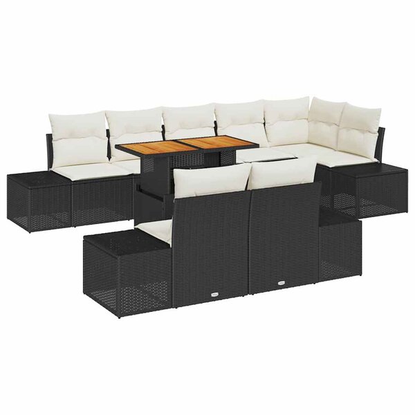 vidaXL Ensemble de salle à manger pour jardin 9 Pièces Noir et Crème