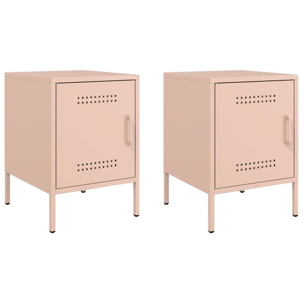 vidaXL Tables de chevet 2 Pièces rose 36x39x50 5 cm acier