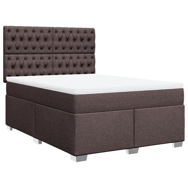 vidaXL Sommier à lattes de lit avec matelas Marron foncé 140x190 cm