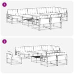 vidaXL Ensemble de canapés d'extérieur 9 pc Blanc et noir