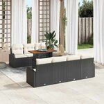 vidaXL Ensemble de canapé de jardin avec coussin 8 Pièces Noir et crème