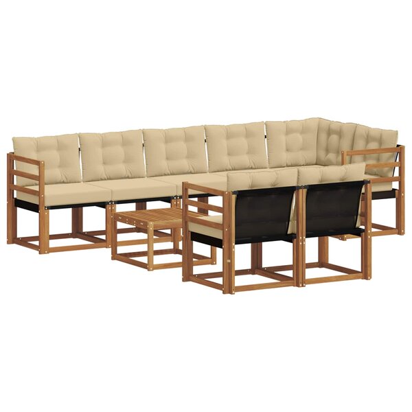 vidaXL Ensemble de canapés d'extérieur 9 Pièces Naturel et Beige