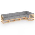 vidaXL Salon de jardin 6 Pièces avec coussins Bois de pin massif