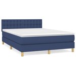 vidaXL Sommier à lattes de lit avec matelas Bleu 140x200 cm Tissu