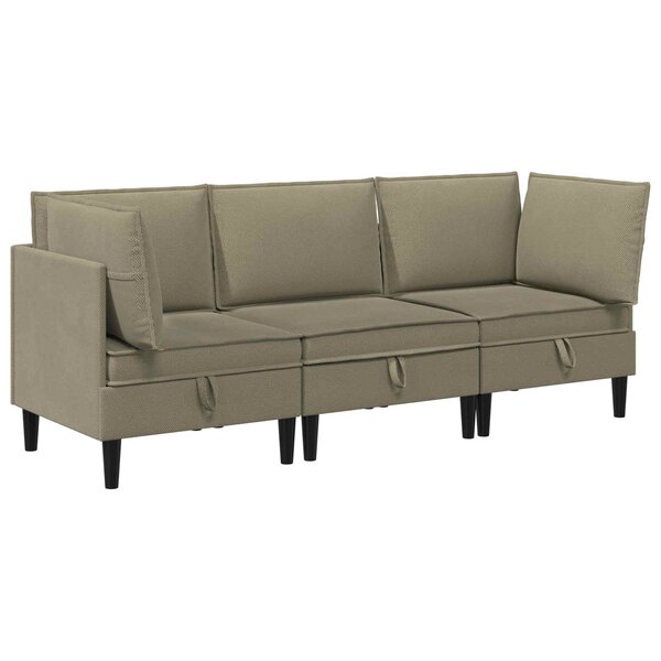 vidaXL Ensemble de meubles pour le salon 3 pc Kaki Tissu
