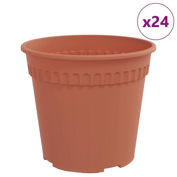 vidaXL Pot à fleurs rond 24 Pièces Rouge brique Ø 17 x 14 cm Plastique