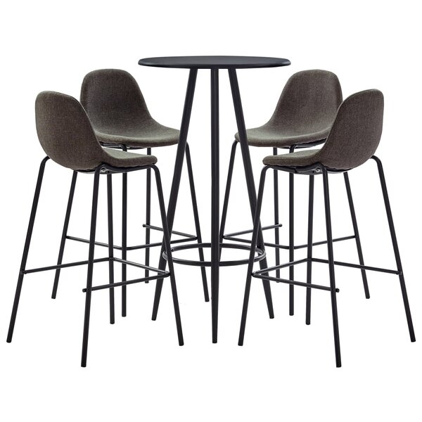vidaXL Ensemble de bar 5 Pièces Tissu Gris foncé