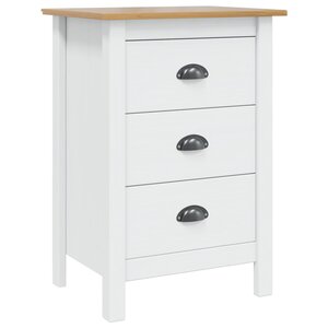 vidaXL Cabinet de chevet HILL Blanc et marron miel 46 x 35 x 65 cm