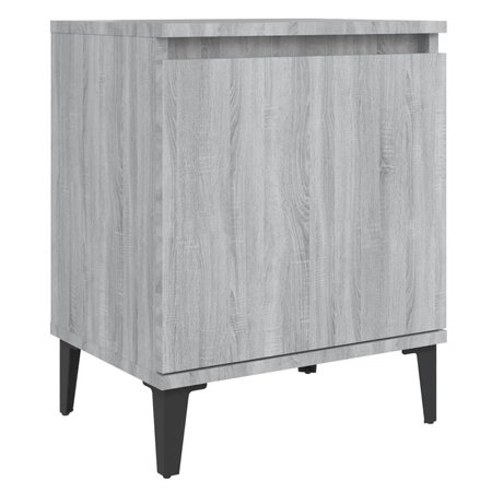 vidaXL Table de chevet avec pieds en métal Sonoma gris 40x30x50 cm
