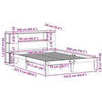 vidaXL Lit bibliothèque sans matelas 160x200 cm bois massif de pin