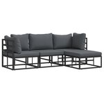 vidaXL Ensemble de canapé de jardin 4 Pièces Noir 213 x 141.5 x 71 cm