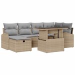 vidaXL Ensemble de canapé de jardin 7 Pièces Beige Poly rotin