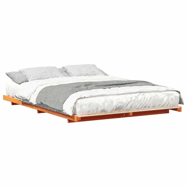 vidaXL Cadre de lit surélevé Marron cire 160 x 220 cm