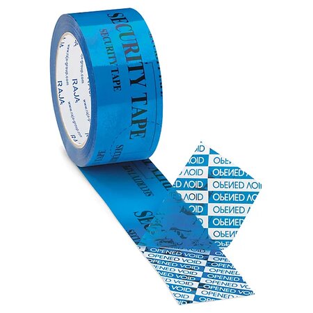 Adhésif bleu haute sécurité imprimé security tape raja 50 mm x 50 m (lot de 3)