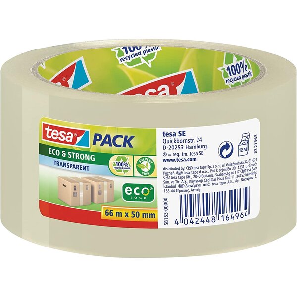 Ruban adhésif emballage Eco & Strong 50 mm x 66 m transparent x 6 TESA