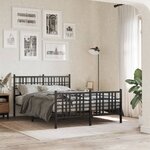vidaXL Cadre de lit métal sans matelas avec pied de lit noir 137x190cm